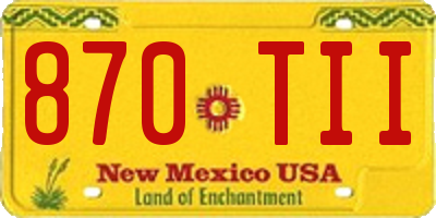 NM license plate 870TII