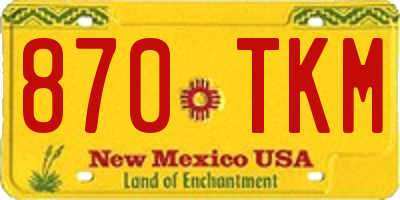 NM license plate 870TKM