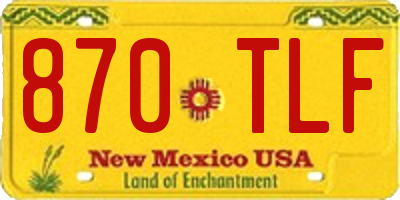 NM license plate 870TLF