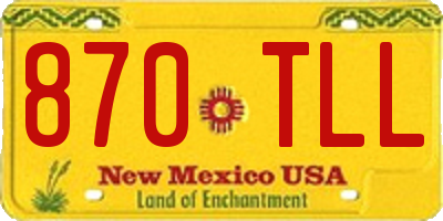 NM license plate 870TLL