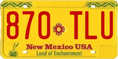 NM license plate 870TLU