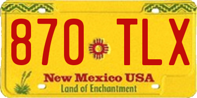 NM license plate 870TLX