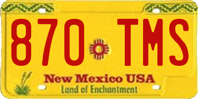 NM license plate 870TMS