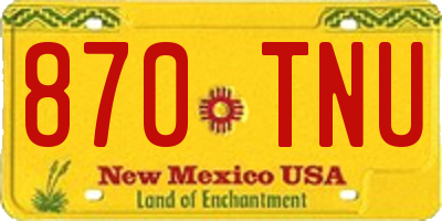 NM license plate 870TNU