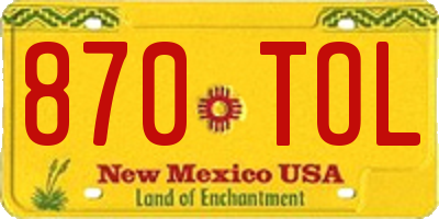 NM license plate 870TOL
