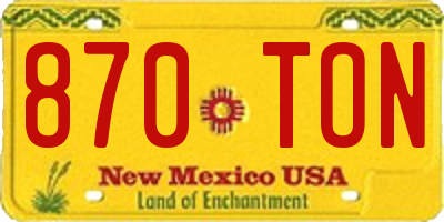 NM license plate 870TON