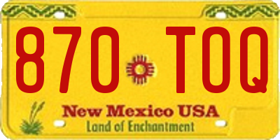 NM license plate 870TOQ