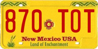 NM license plate 870TOT