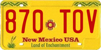 NM license plate 870TOV