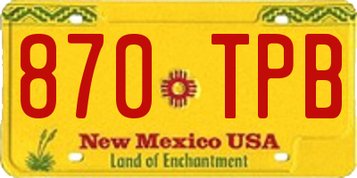 NM license plate 870TPB