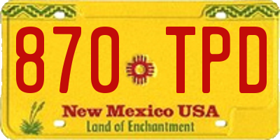 NM license plate 870TPD