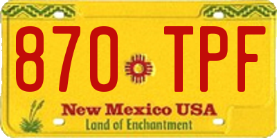 NM license plate 870TPF