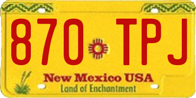 NM license plate 870TPJ