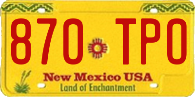 NM license plate 870TPO