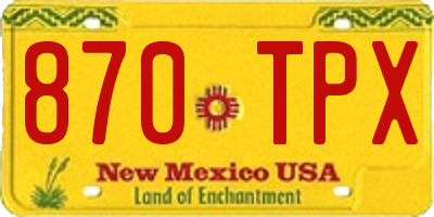 NM license plate 870TPX