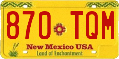 NM license plate 870TQM