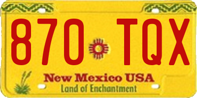 NM license plate 870TQX