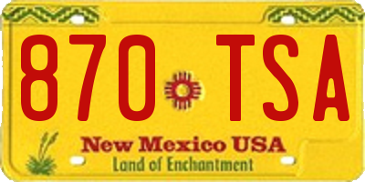 NM license plate 870TSA