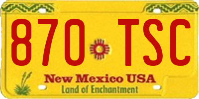 NM license plate 870TSC