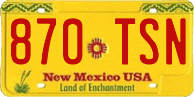 NM license plate 870TSN