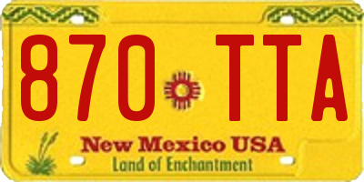 NM license plate 870TTA