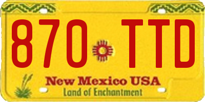 NM license plate 870TTD