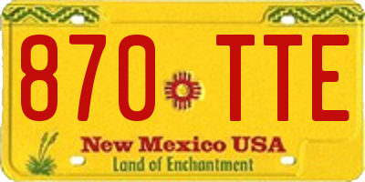 NM license plate 870TTE