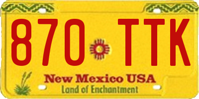 NM license plate 870TTK