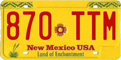 NM license plate 870TTM