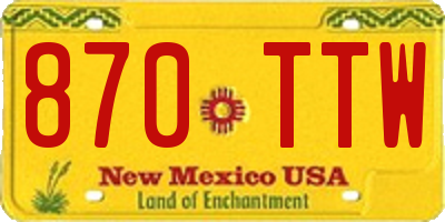 NM license plate 870TTW