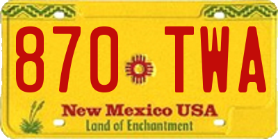 NM license plate 870TWA