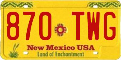 NM license plate 870TWG