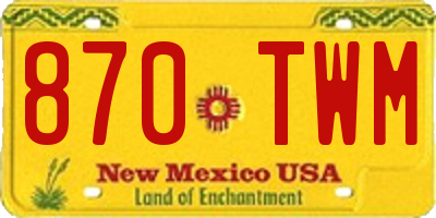 NM license plate 870TWM