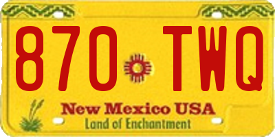 NM license plate 870TWQ