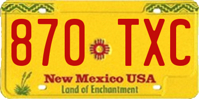 NM license plate 870TXC