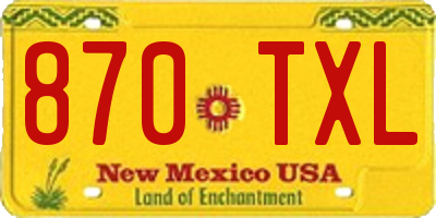 NM license plate 870TXL