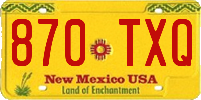 NM license plate 870TXQ
