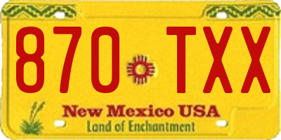 NM license plate 870TXX