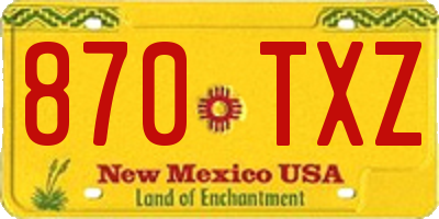 NM license plate 870TXZ