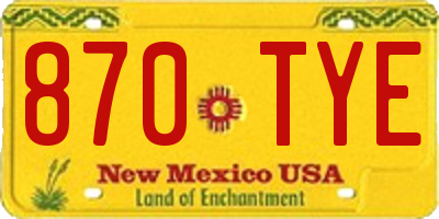 NM license plate 870TYE