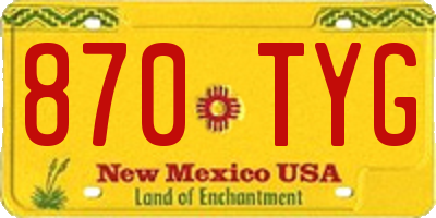 NM license plate 870TYG