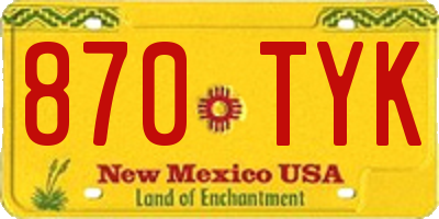 NM license plate 870TYK