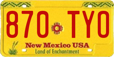 NM license plate 870TYO