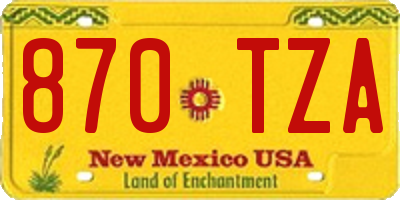NM license plate 870TZA