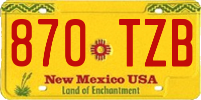 NM license plate 870TZB