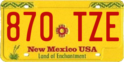 NM license plate 870TZE