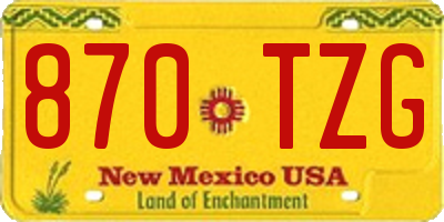 NM license plate 870TZG