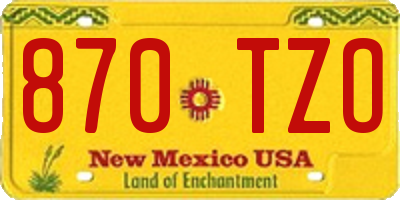 NM license plate 870TZO