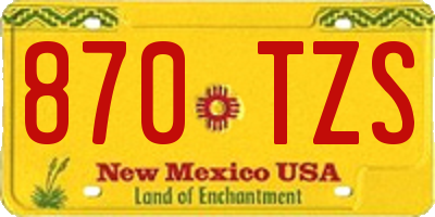 NM license plate 870TZS