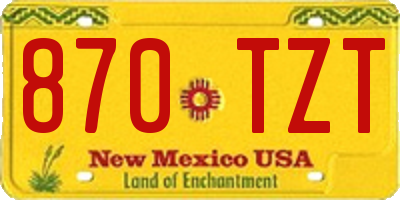 NM license plate 870TZT